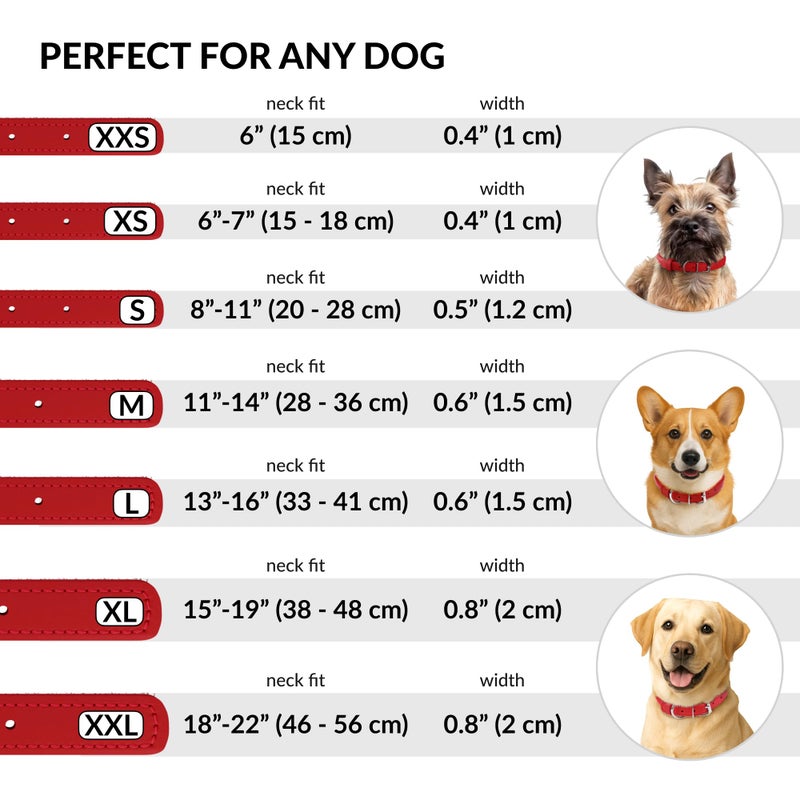 CollarDirect Rolled Leather Dog Collar, Soft Padded Round Puppy Collar, Handmade Genuine Leather Collar Dog Small Large Cat Collars 13 Colors (13-16 Inch, Red Textured) - Image 4